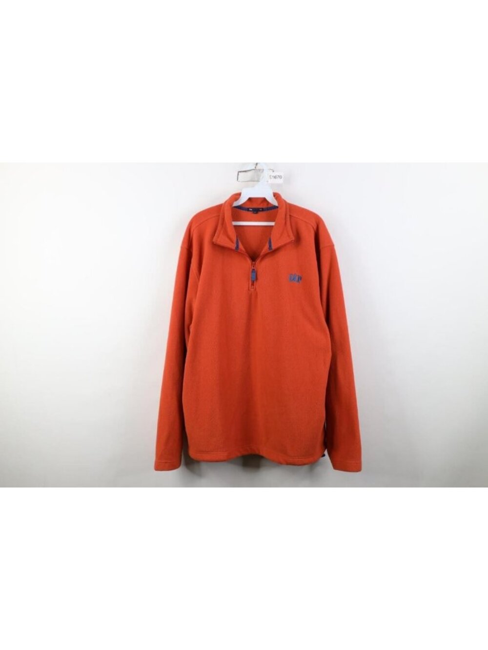 Vintage Y2K Gap Mens XL Spell Out Block Letter 1/4 Zip Fleece Sweater Orange